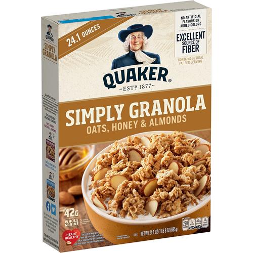 Quaker Simply Granola, Avoine, miel et amandes, boîte de 683 g