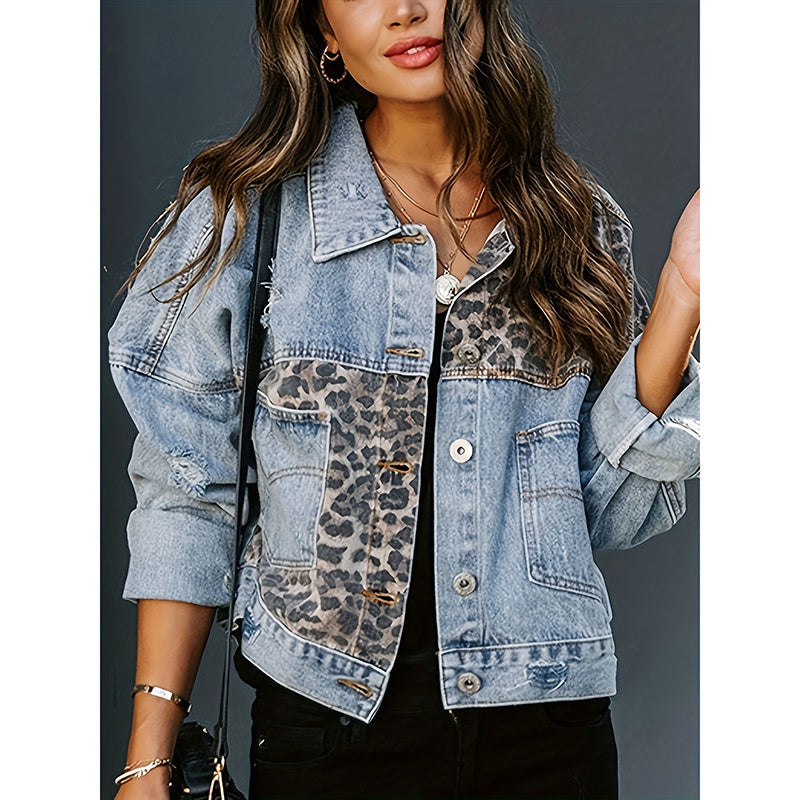 Veste en jean courte déchirée pour femme