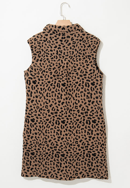 Robe Mini Léopard Chic et Élégante sans Manches d'Été de Luxe pour Femme