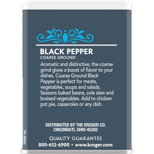 Kroger Poivre noir grossièrement moulu 49,6 g