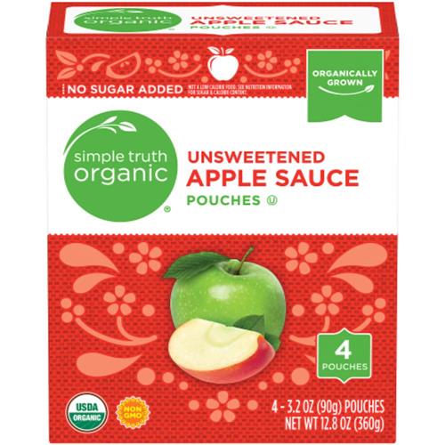 Compote de pommes biologique sans sucre Simple Truth en sachets 4 unités / 90 g