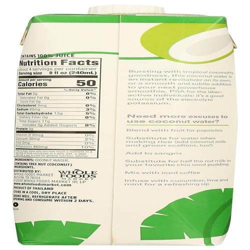 Eau de coco Whole Foods Market, 1 L