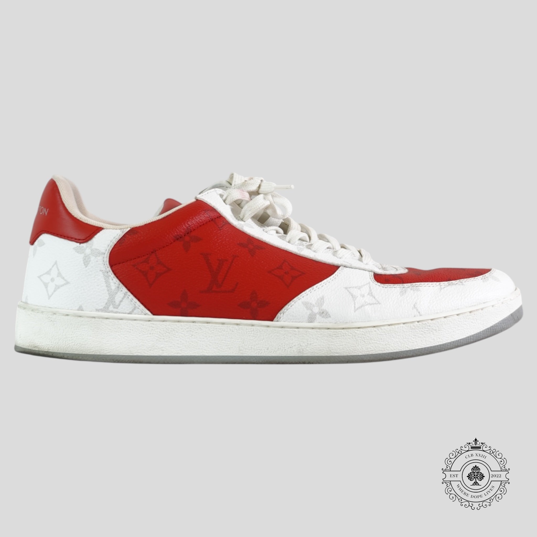 Baskets Louis Vuitton Rivoli rouges et blanches