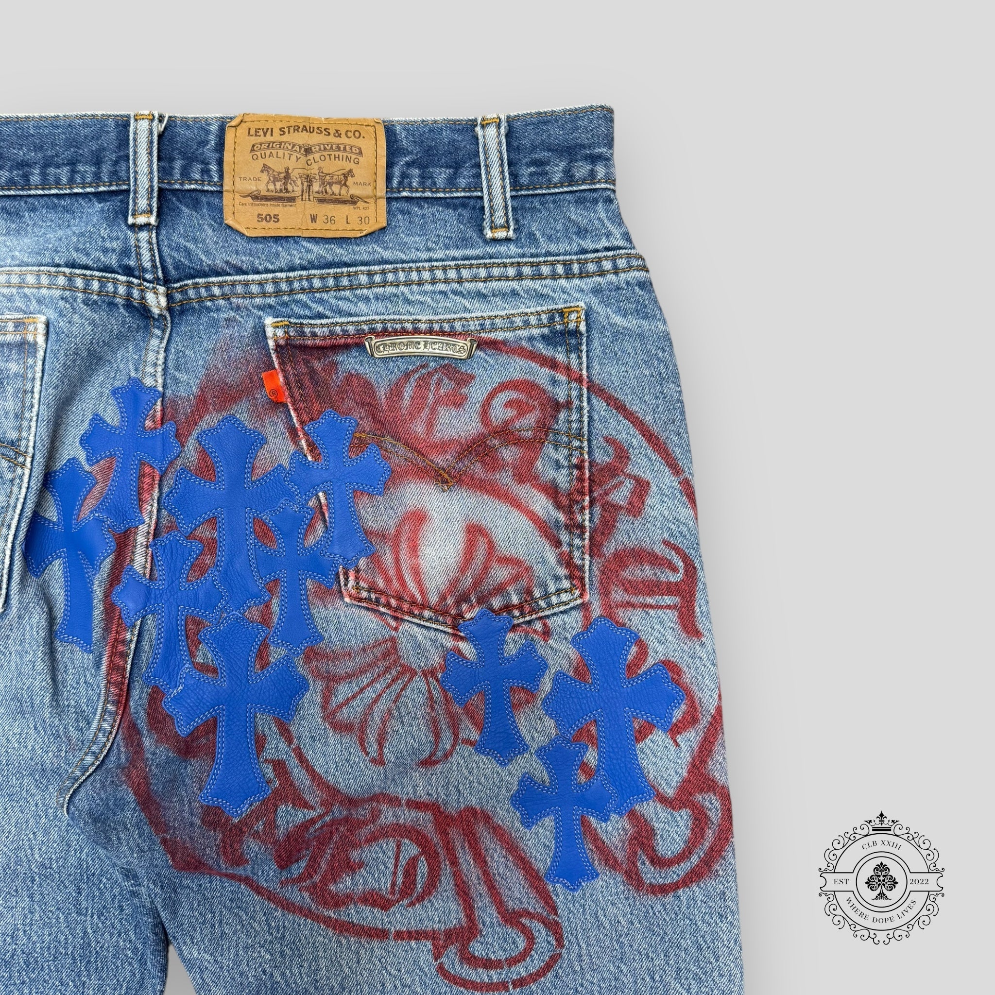 Jeans Chrome Hearts Levi's Stencil Cross Patch