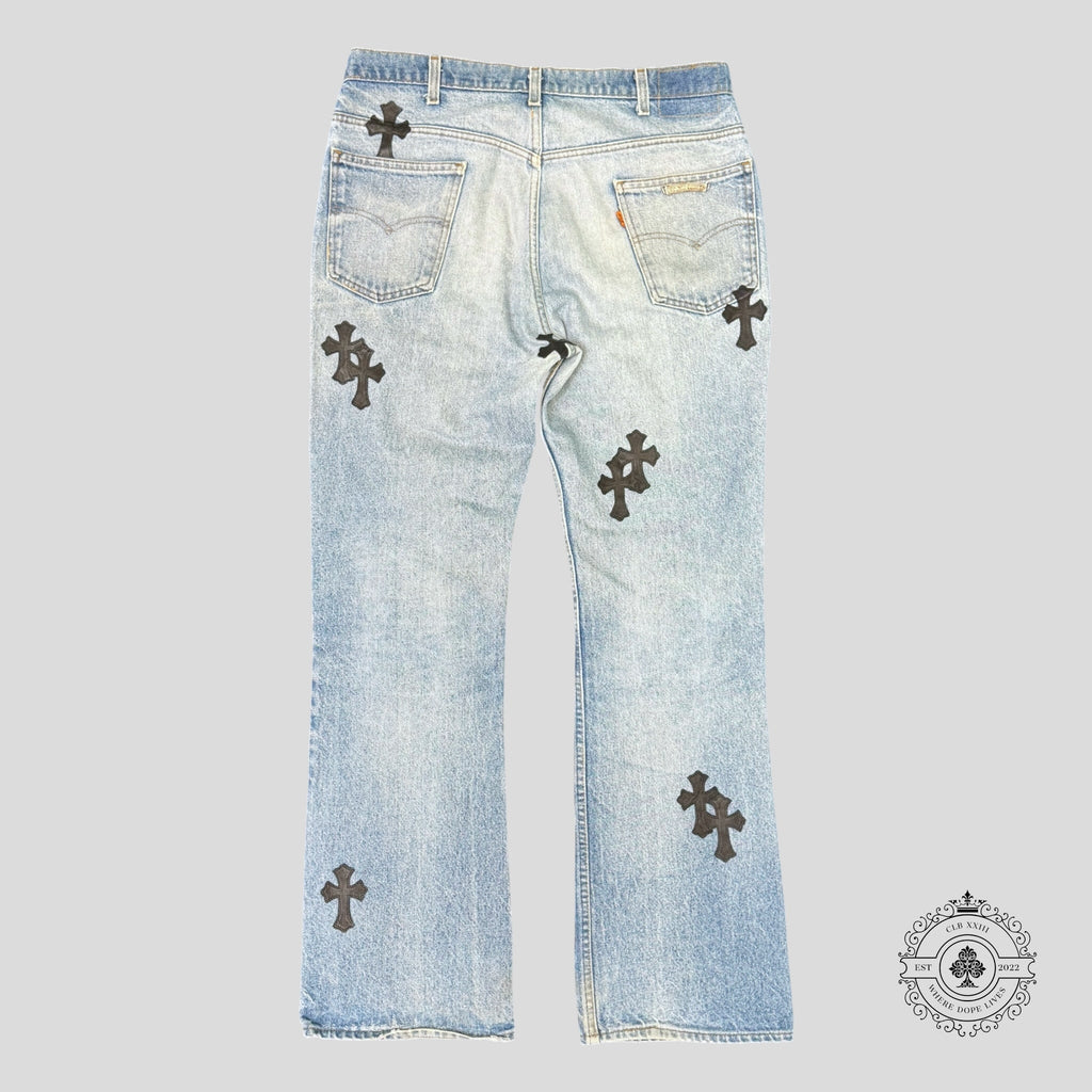 Jeans Chrome Hearts à croix brodées