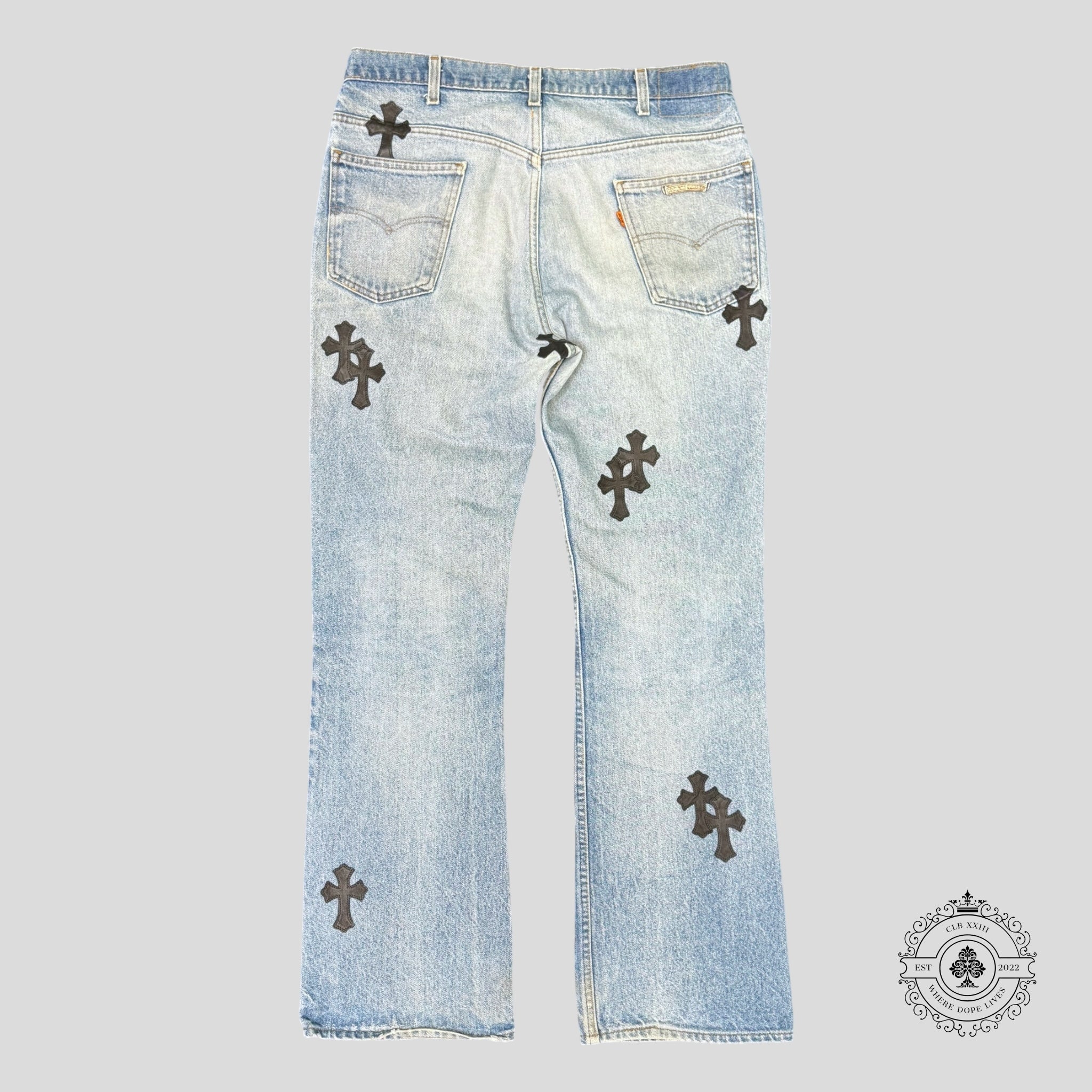 Jeans Chrome Hearts à croix brodées