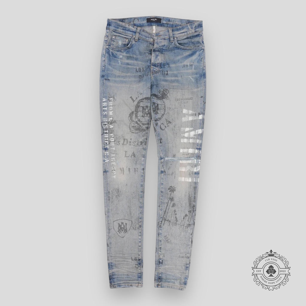 Jean militaire Amiri Stencil en Clay Indigo