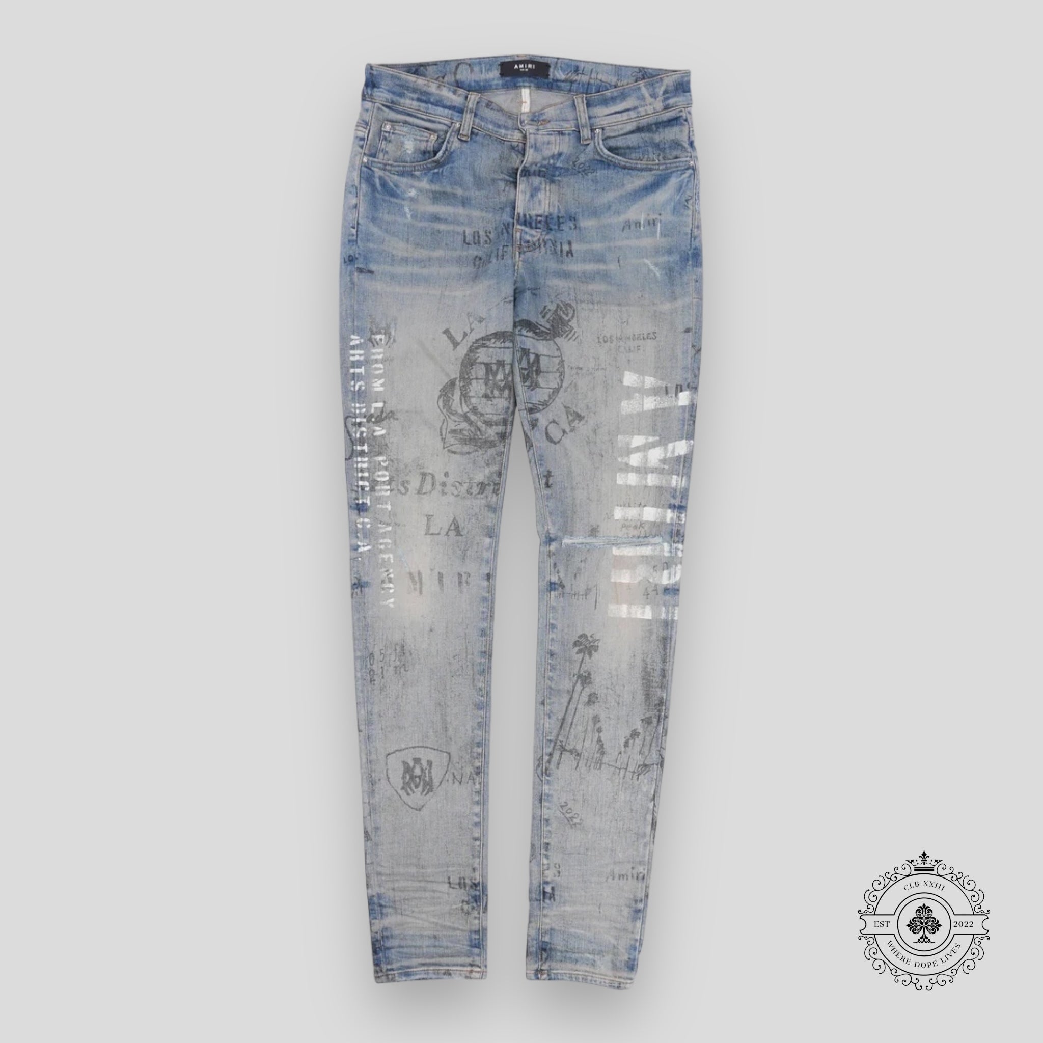 Jean militaire Amiri Stencil en Clay Indigo