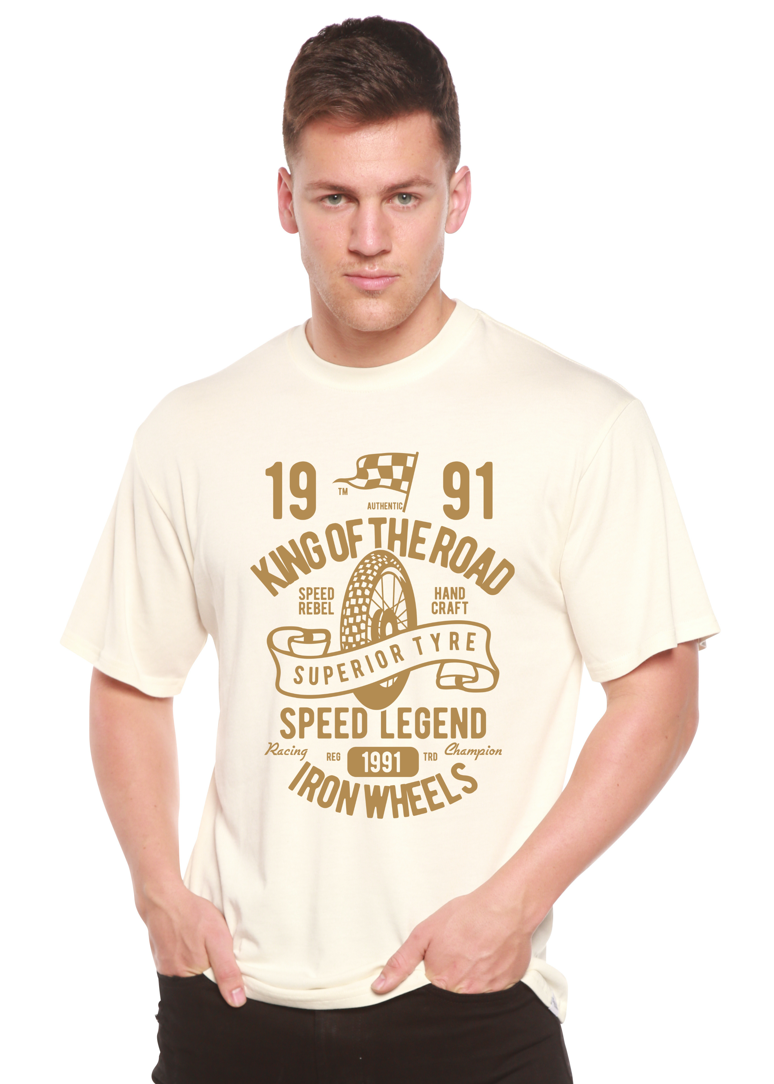 T-shirt à manches courtes et motif en bambou et coton bio Superior Type Spun Bamboo® pour homme