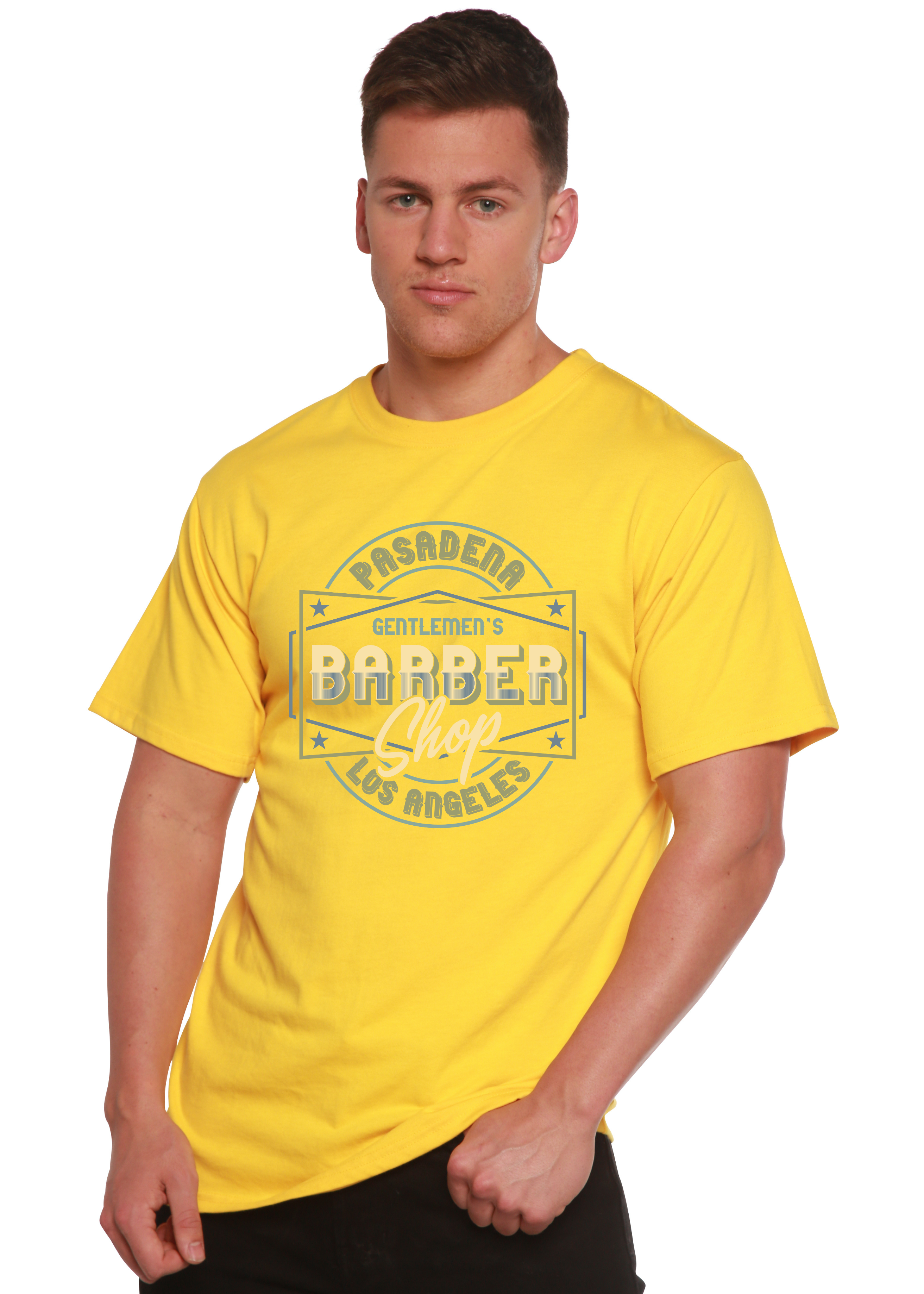 T-shirt graphique à manches courtes en bambou/viscose et coton biologique pour homme - Barbershop
