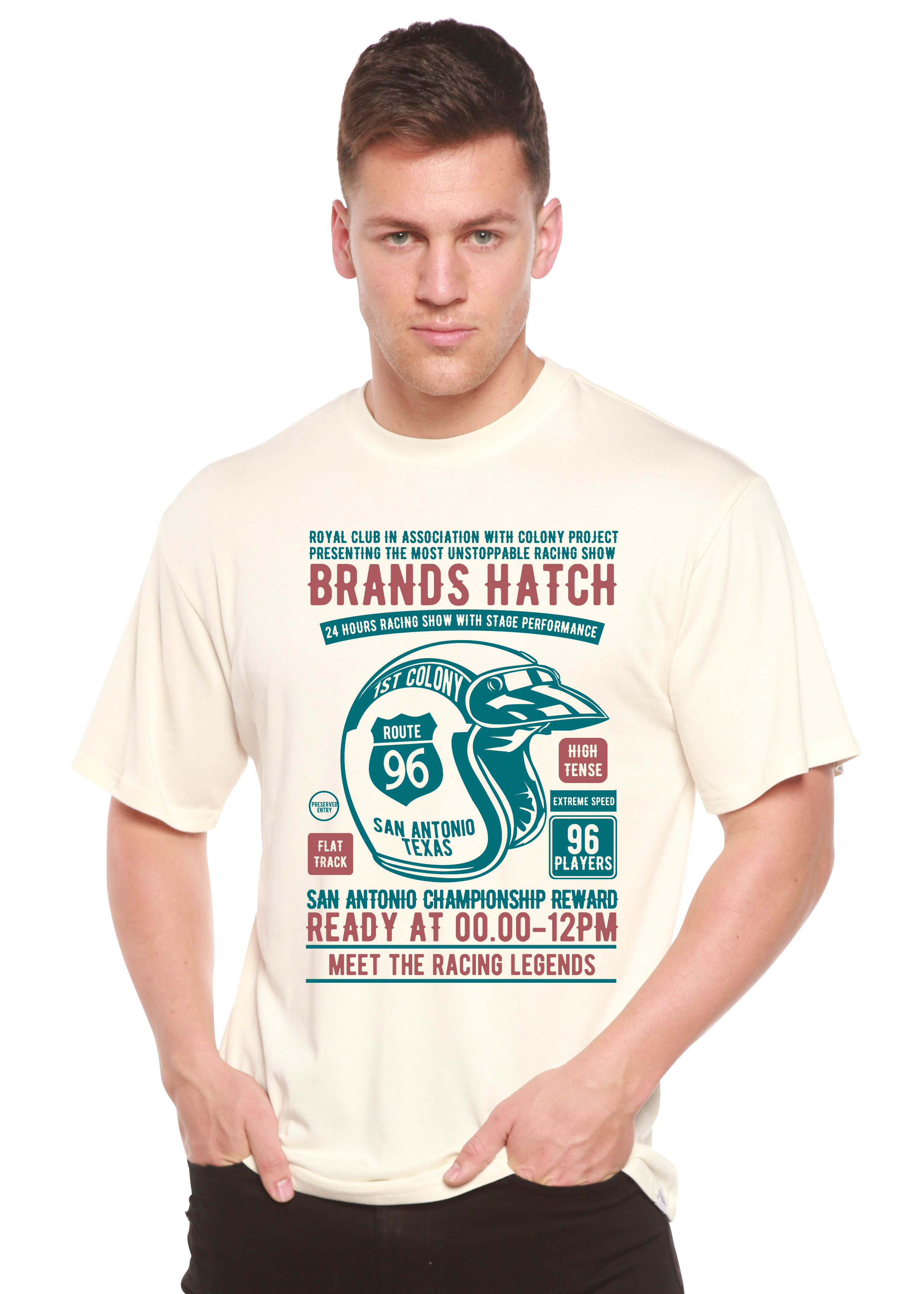 T-shirt graphique à manches courtes pour homme Brands Hatch en viscose de bambou/coton biologique