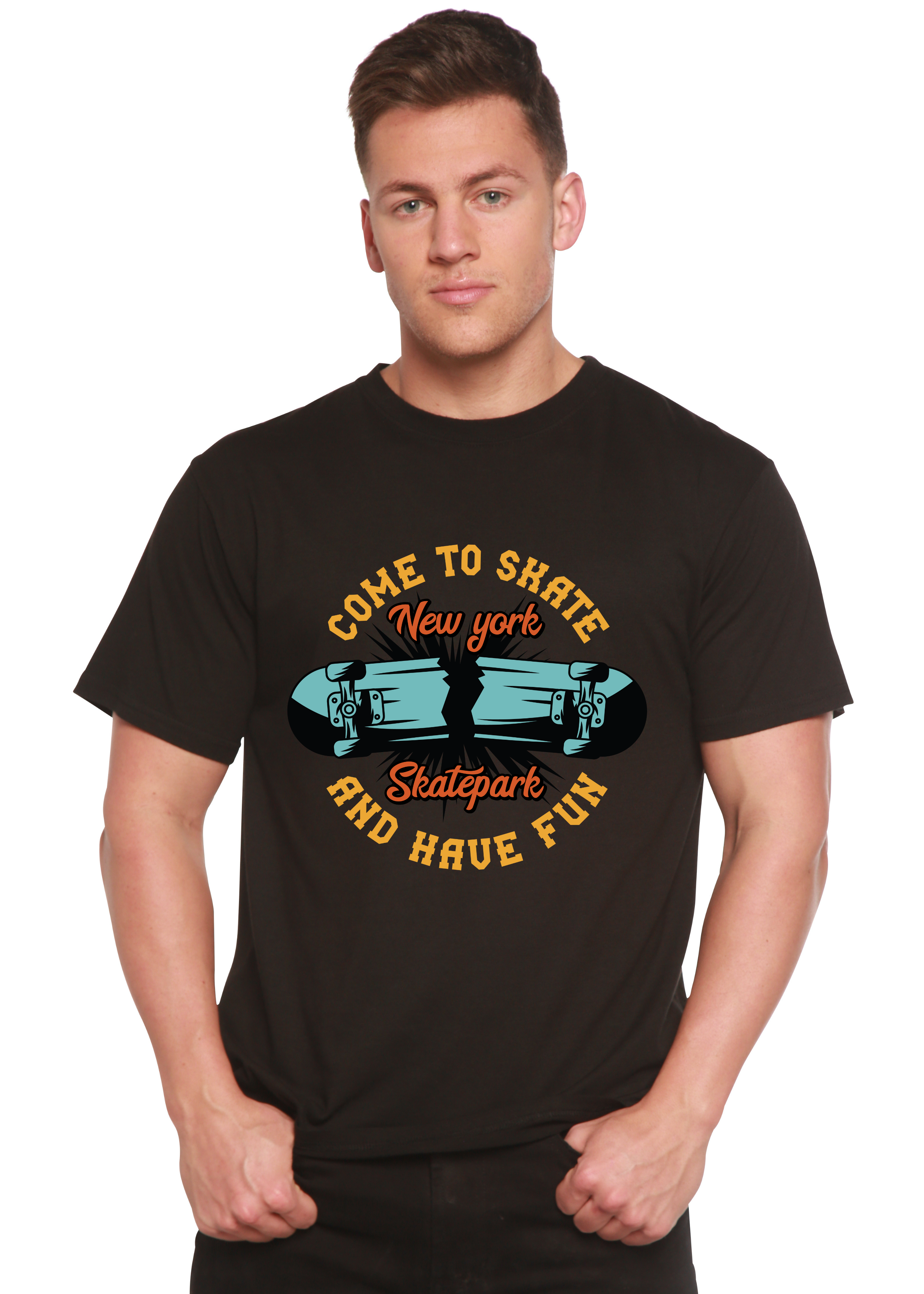 T-shirt graphique à manches courtes en viscose de bambou/coton biologique pour homme - Skatepark de New York