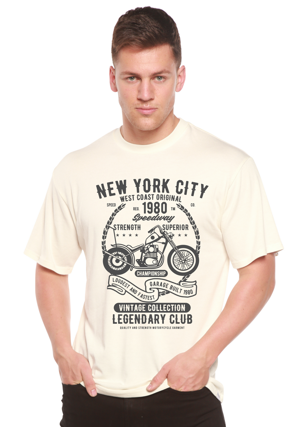 T-shirt graphique à manches courtes en viscose de bambou/coton biologique Spun Bamboo® pour hommes New York City