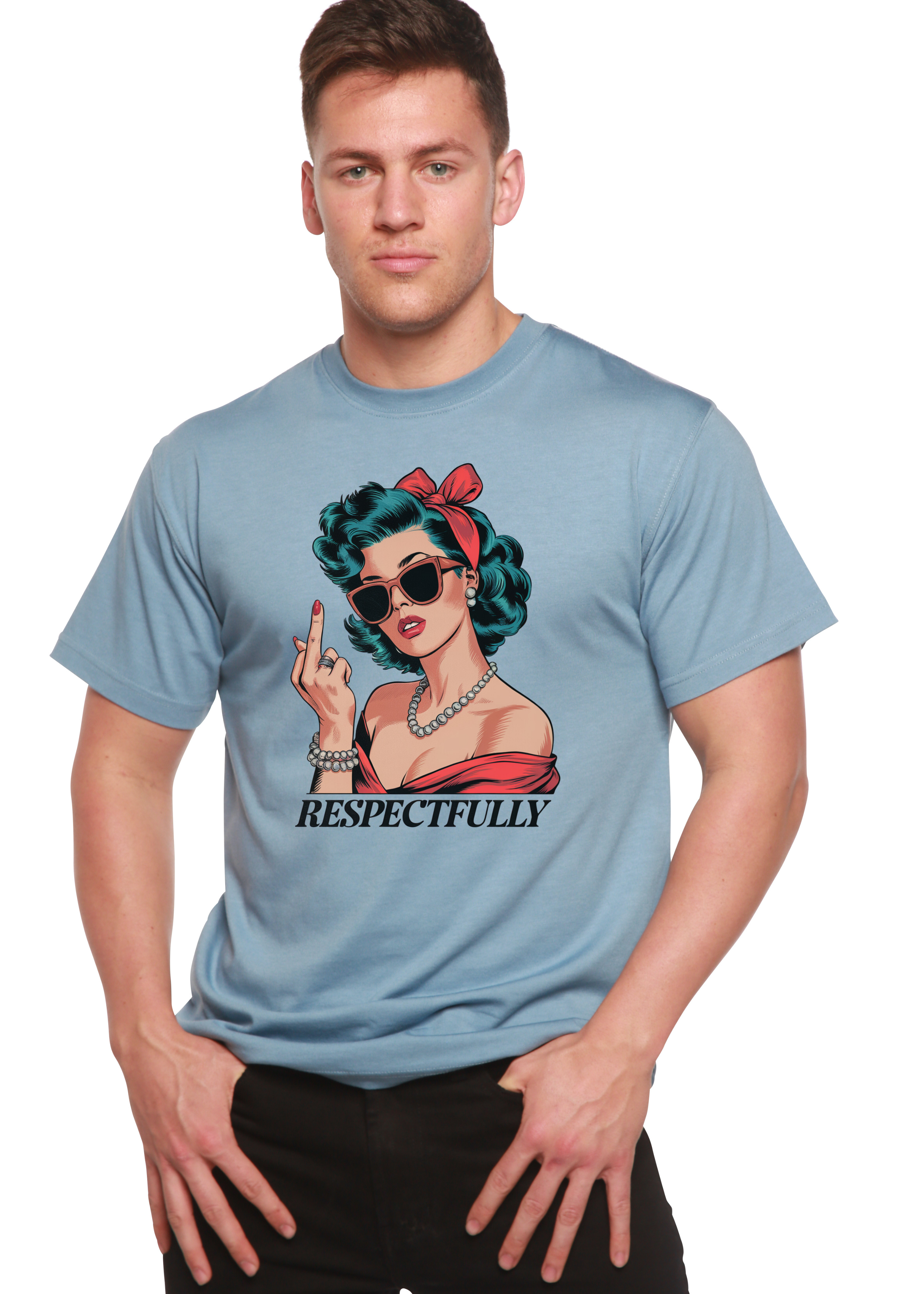 T-shirt unisexe en bambou et coton à motif « Respectfully Middle Finger »