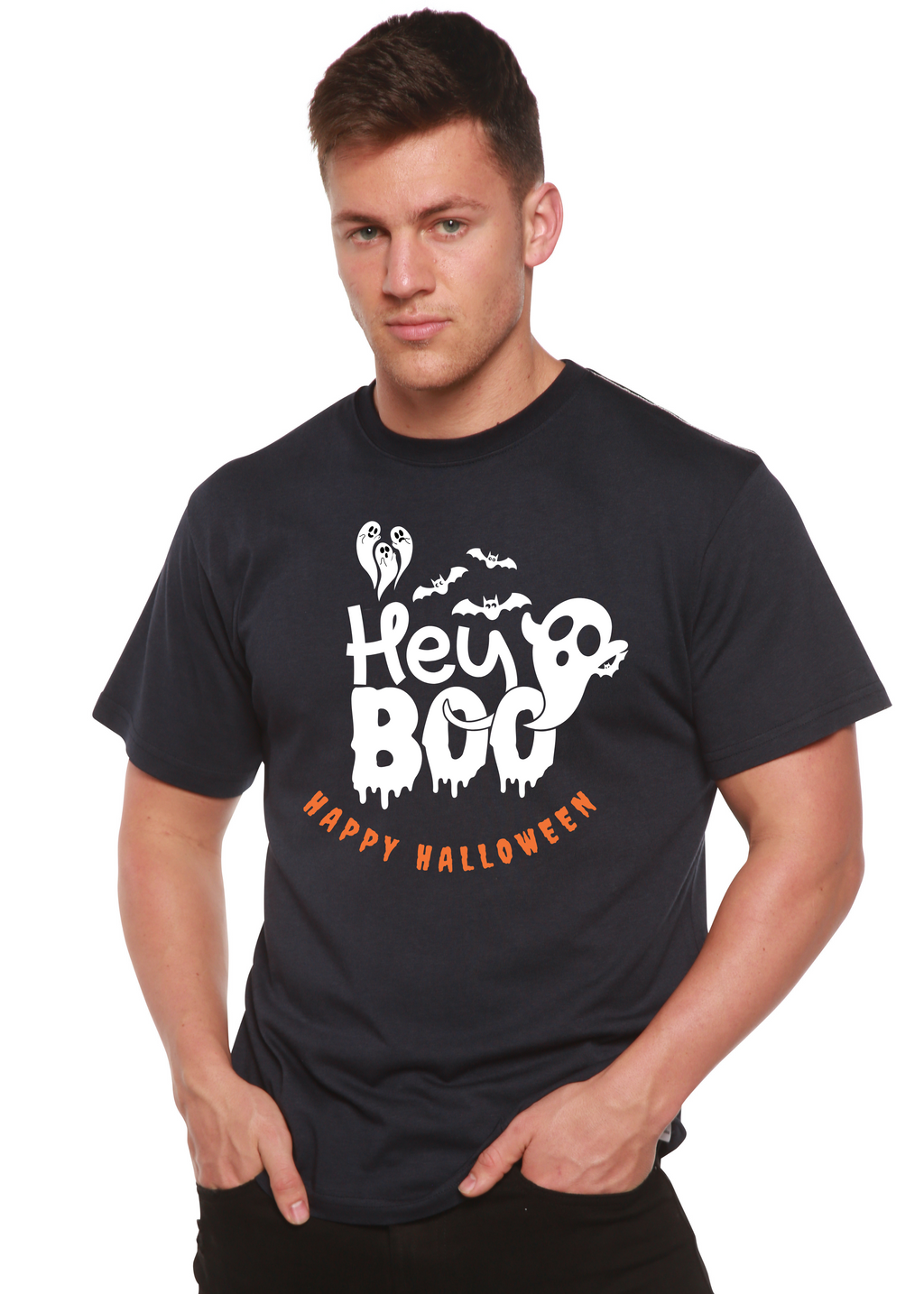 T-shirt graphique à manches courtes pour homme en viscose de bambou et coton biologique Hey Boo