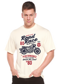 T-shirt graphique à manches courtes en viscose de bambou et coton biologique Spun Bamboo® Homme – Motos de course sur route