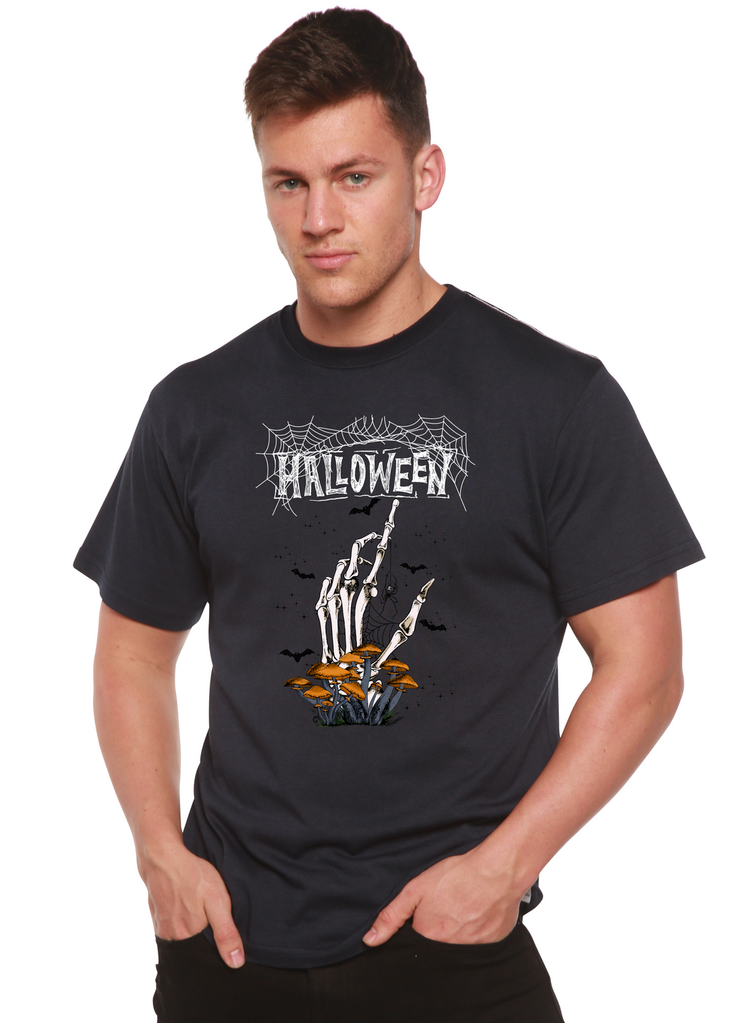 T-shirt graphique à manches courtes pour homme en bambou viscose/coton biologique Halloween