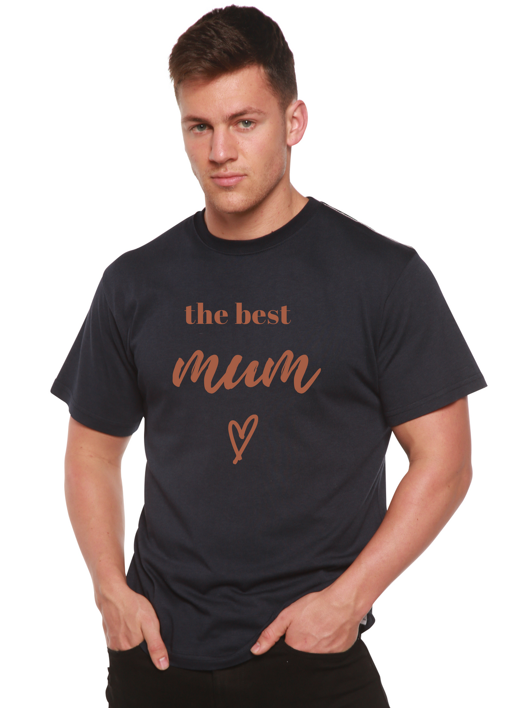 T-shirt unisexe en bambou-viscose/coton biologique à manches courtes avec motif "The Best Mum"