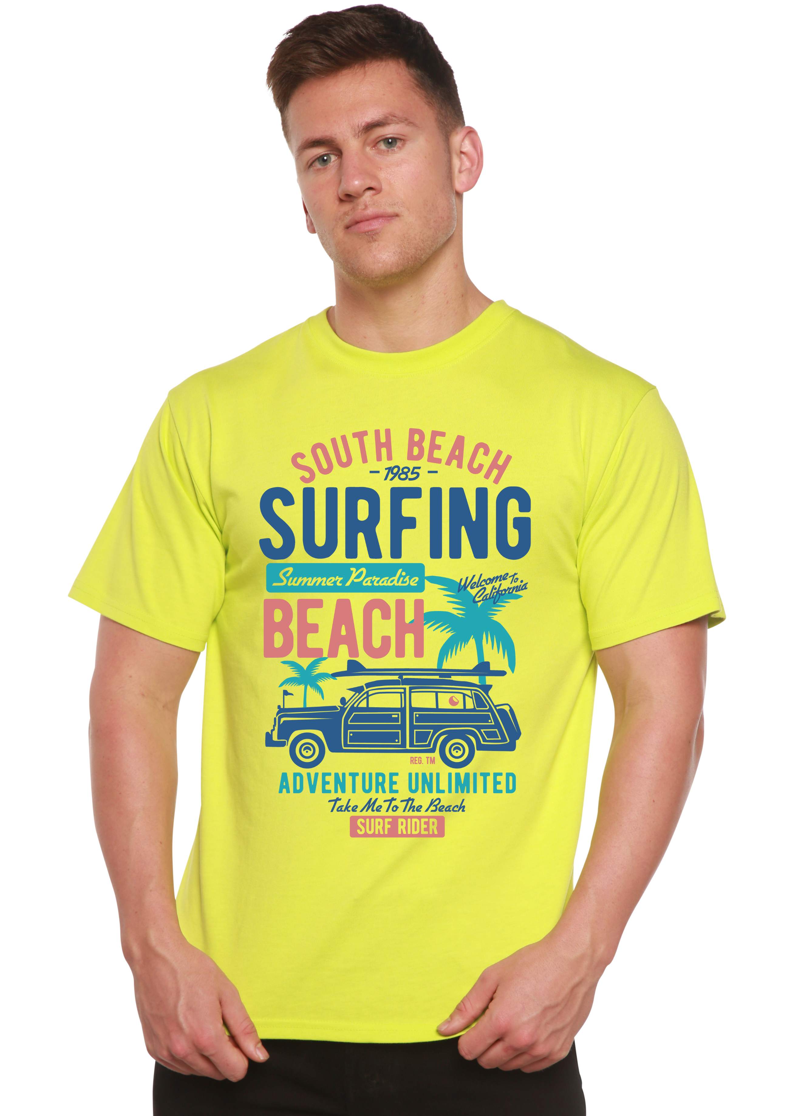 T-shirt graphique South Beach en bambou filé® pour homme en viscose de bambou/coton biologique à manches courtes