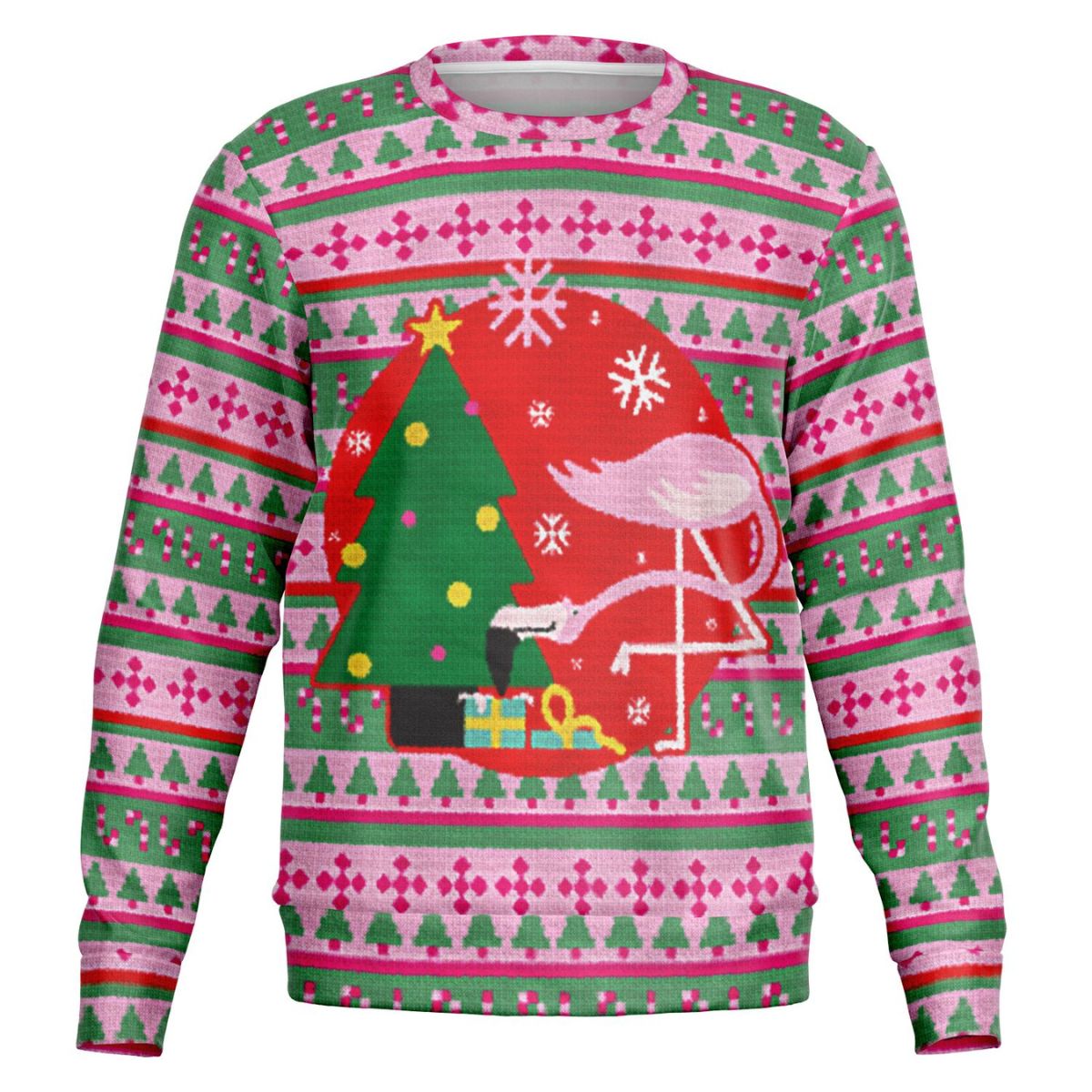 Sweat-shirt de Noël moche avec flamant rose maladroit