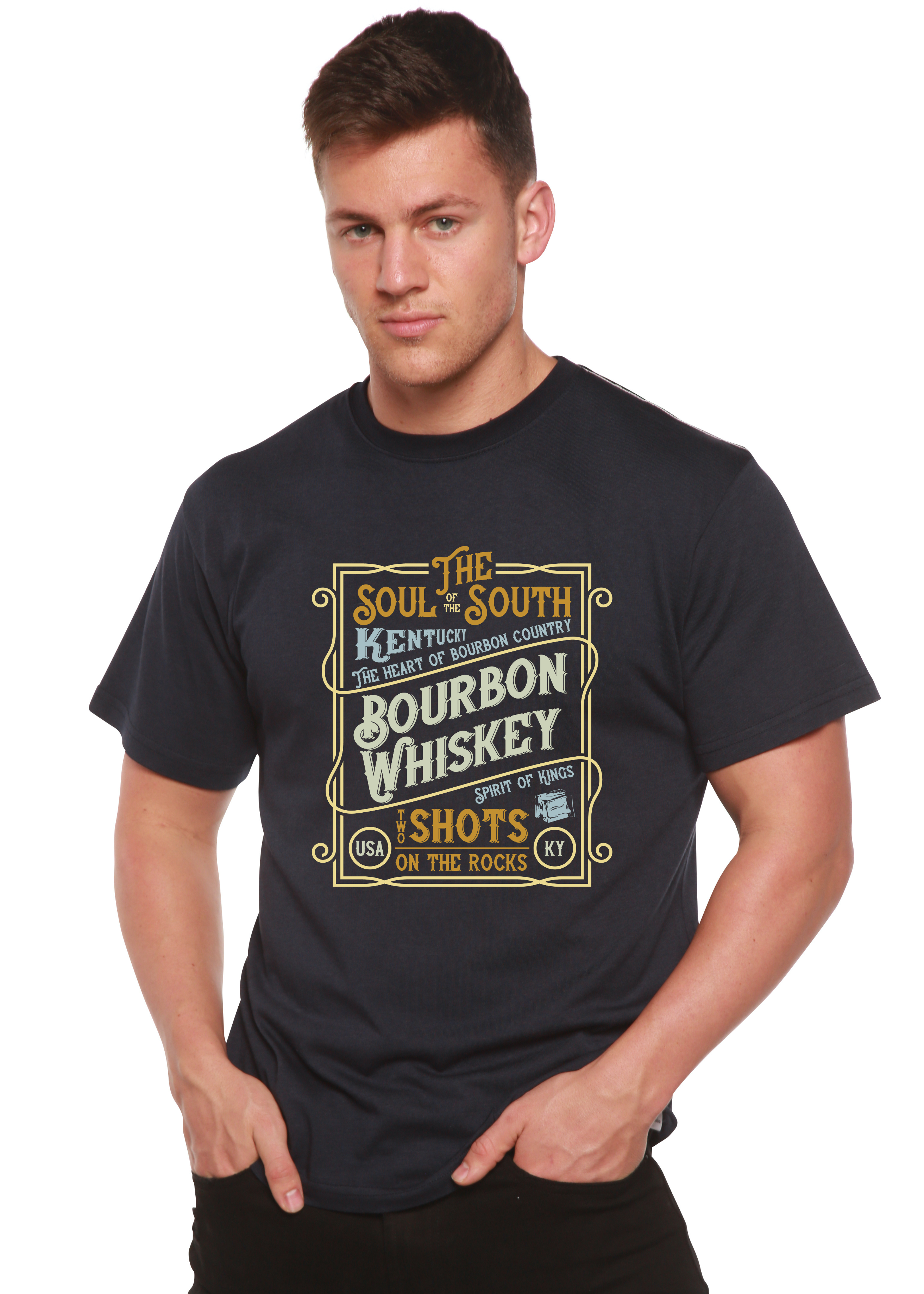 T-shirt graphique à manches courtes en viscose de bambou et coton biologique pour homme - Bourbon Whiskey
