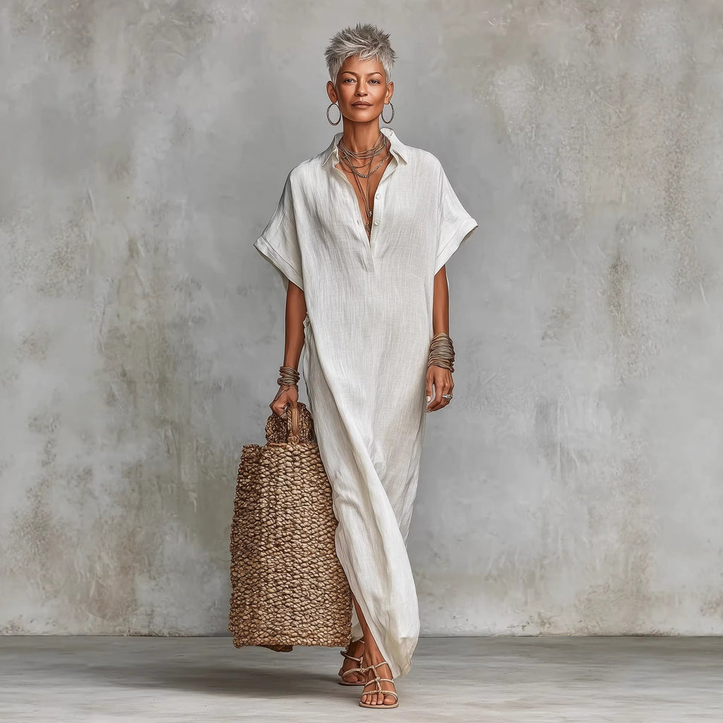 Robe ample à manches chauve-souris longues pour femme