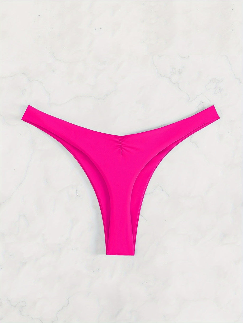 Nouveau bas de maillot de bain brésilien froncé de couleur unie pour femmes – Slip de bain en polyamide très extensible avec coupe flatteuse – Essentiel de maillot de bain décontracté pour la plage, la piscine et les vacances d'été