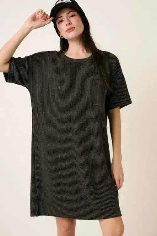 Robe-tee-shirt côtelée à manches courtes Mittoshop Urban