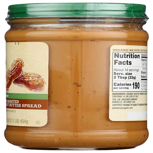 Pâte à tartiner au beurre de cacahuète croquant Santa Cruz Organic No Stir Dark Roast, 453 g