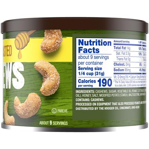 Kroger Noix de cajou grillées au miel entières 9,5 oz