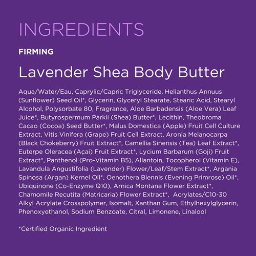 Andalou Naturals Beurre corporel, Crème raffermissante Lavande, 240 ml, Beurre de karité, Beurre de cacao et Huile d'onagre, Hydratant corporel pour peaux sèches, Végane