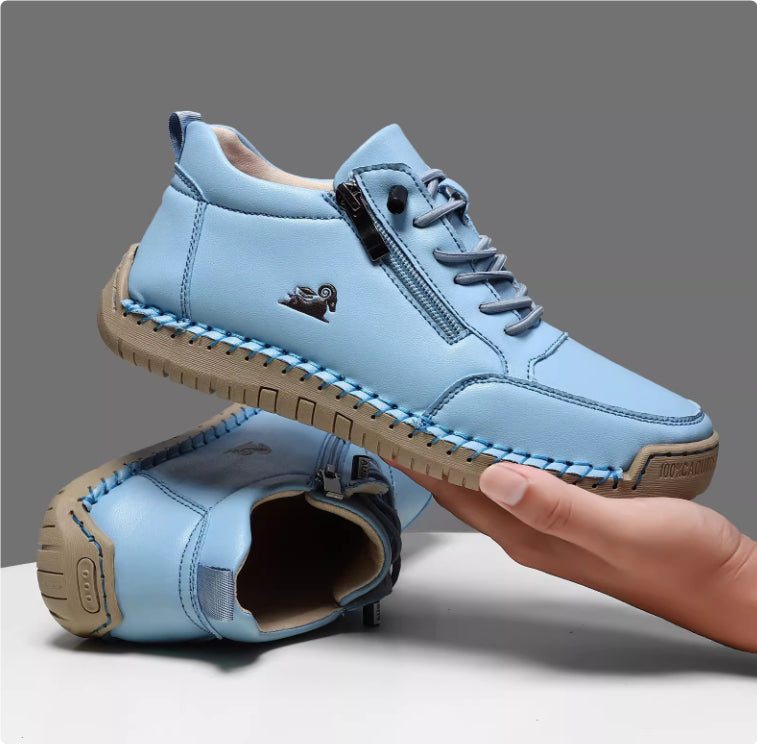 Chaussures plates cousues faites à la main pour femmes – Ballerines décontractées à lacets et semelle souple