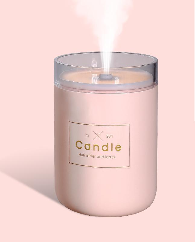 Humidificateur d'air ultrasonique 280 ml Bougie Lumière douce romantique Diffuseur d'huiles essentielles USB Diffuseur de brume d'arôme pour voiture
