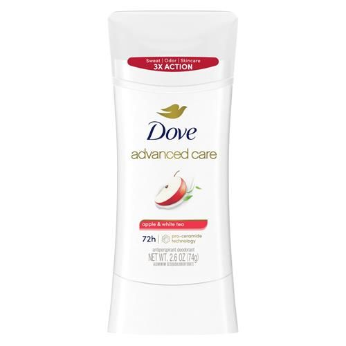 Dove Advanced Care Antisudorifique en bâton pour aider à réparer la barrière cutanée après le rasage, Pomme & Thé blanc avec protection 72 heures contre la transpiration et les odeurs, 74 g