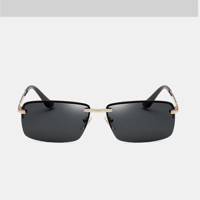 Lunettes de soleil de luxe classiques rétro sans monture pour homme, polarisées dorées, de marque de luxe, lunettes de conduite de nuit Oculos de sol