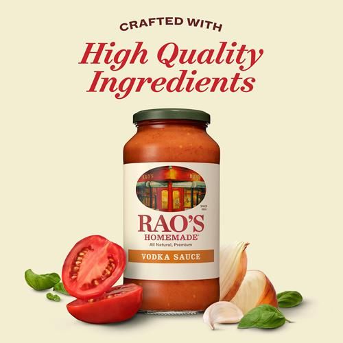 Sauce Vodka Faite Maison Raos | 680 g | Sauce Tomate Crémeuse | Sauce Pâtes | Faible en Glucides, Compatible Céto | Naturel, Qualité Supérieure | Avec Fromages Parmigiano Reggiano et Pecorino Romano & Vodka