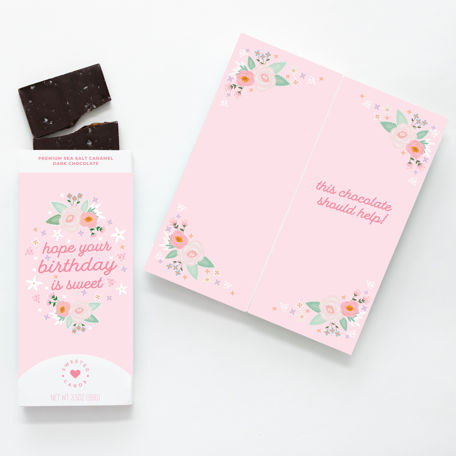 Sweeter Cards - Tablette de chocolat noir caramel salé « Hope Your Birthday Is Sweet » (99,2 g)