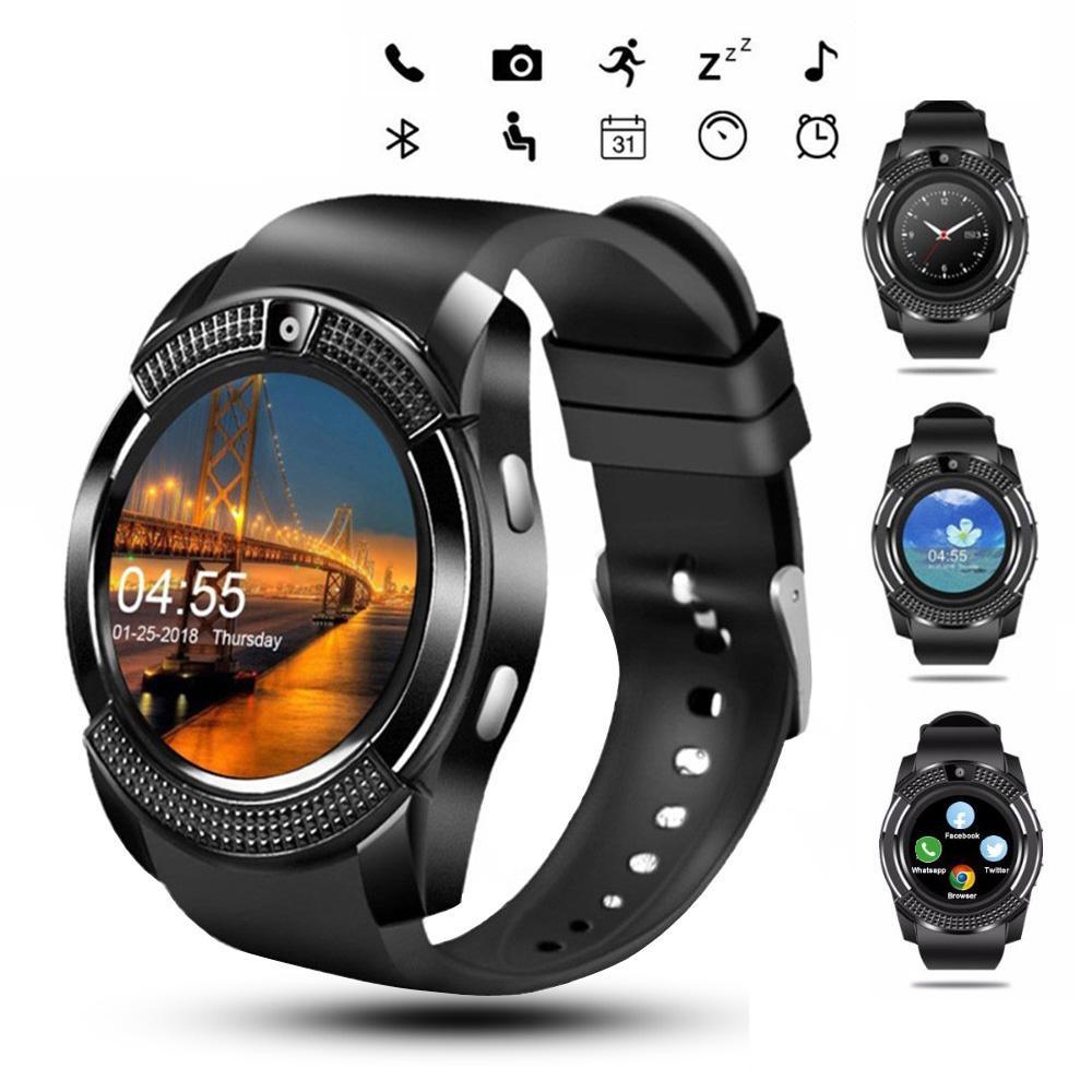 Montre intelligente de sport célèbre avec carte SIM pour systèmes Android et IOS avec caméra, appels, composition d'appels et moniteur de fréquence cardiaque.