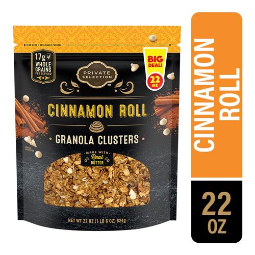 Céréales en grappes granola roulées à la cannelle sélection privée 22 oz
