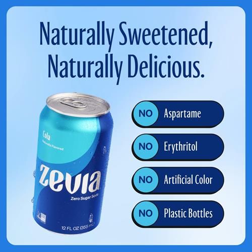 Boisson gazeuse Zevia Cola zéro calorie, canettes de 355 ml, paquet de 6