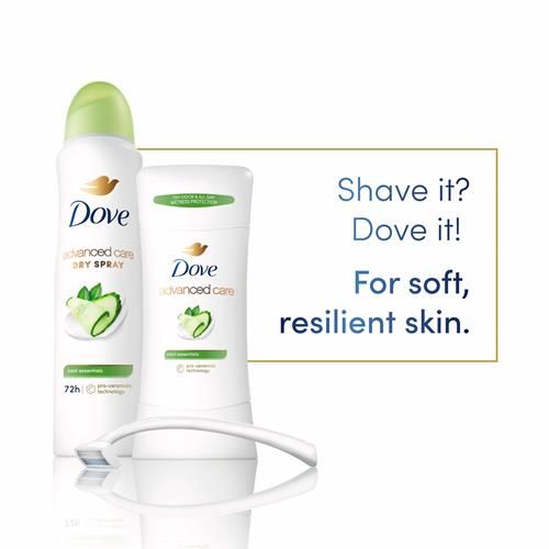Bâton déodorant anti-transpirant Dove Advanced Care Cool Essentials qui aide à réparer la barrière cutanée après le rasage, avec une protection de 72 heures contre la sueur et les odeurs, 74 g