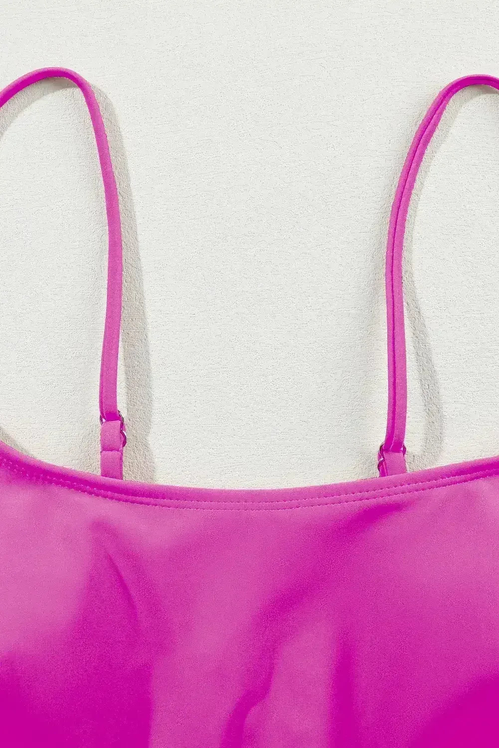 Ensemble bikini taille haute à fines bretelles patchwork rayé rose
