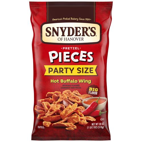 Morceaux de Bretzels Snyders Of Hanover, Ailes de Poulet Buffalo Chaudes, Format Fête, 510 g