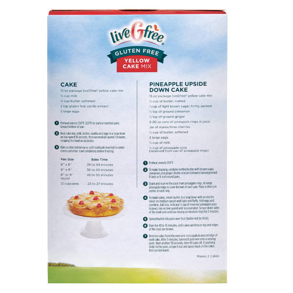 Préparation pour gâteau jaune sans gluten liveGfree, 425 g