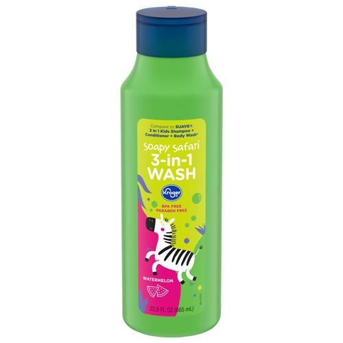 Kroger Soapy Safari Nettoyant corps, shampoing et revitalisant 3-en-1 parfum melon d'eau 665 ml