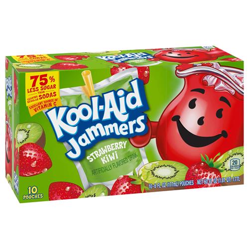 Boisson aromatisée aux fraises et kiwis Kool-Aid Jammers, boîte de 10 unités, sachets de 177 ml