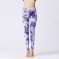 💜 Legging de yoga taille haute imprimé marbre – Coupe sculptante violet éclatant