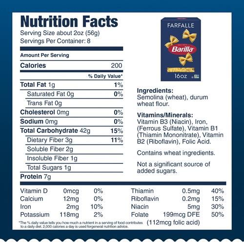 Pâtes Barilla Farfalle, boîte de 450 g - Pâtes sans OGM fabriquées avec de la semoule de blé dur - Pâtes certifiées casher