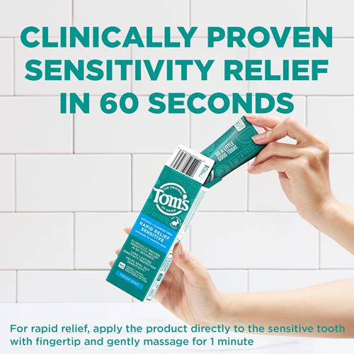 Dentifrice sensible à soulagement rapide sans fluorure Toms Of Maine, menthe fraîche, 113 g. (L'emballage peut varier)