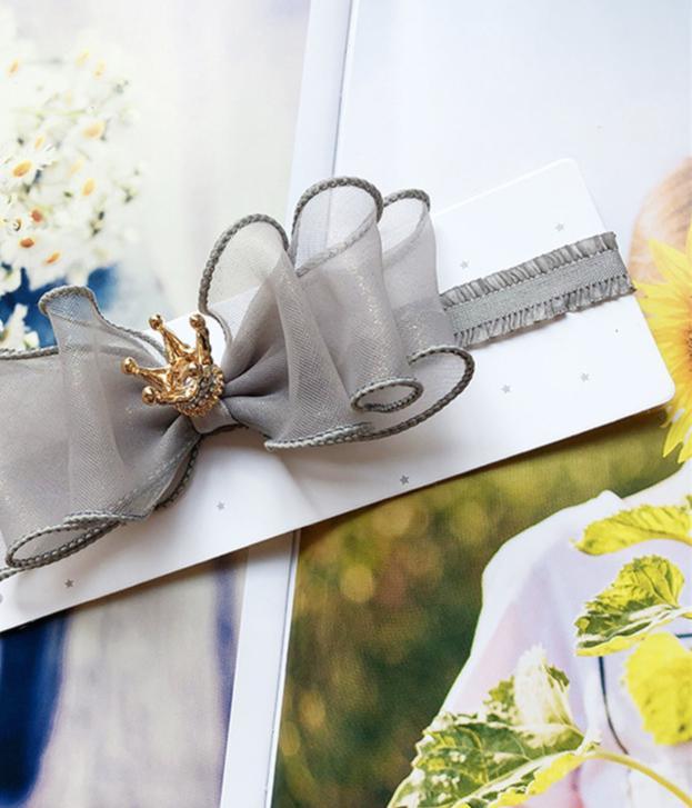 Bandeau Élastique de Luxe pour Bébés Filles, Fait Main, Moderne, avec Perles, Nœud et Couronne en Dentelle